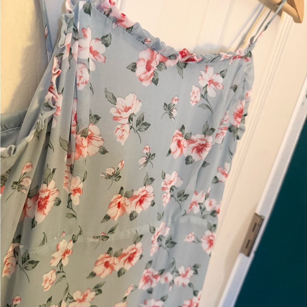 Lush Floral Maxi Dress - Blue and Pink